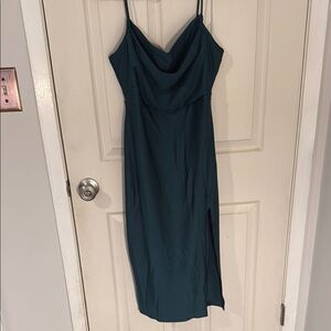 Windsor Green Sheath Midi Dress Cowl Neck